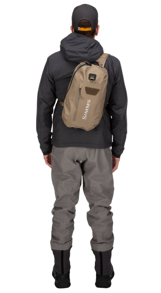 Simms Dry Creek Z Sling Pack Tan Model Back Simms Dry Creek Z Sling Pack Tan Model Back